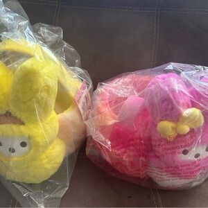 Plush peeps Easter Basket Set - Yellow and Pink
